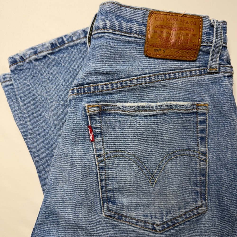 Levis 501 S Premium Mens Distressed Skinny Jeans Big E Button Fly 27x28